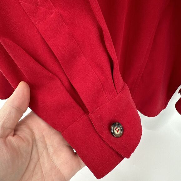 Vintage Talbots Blouse Womens Large Stretch Red Button Up Shacket Classic - Picture 6 of 8